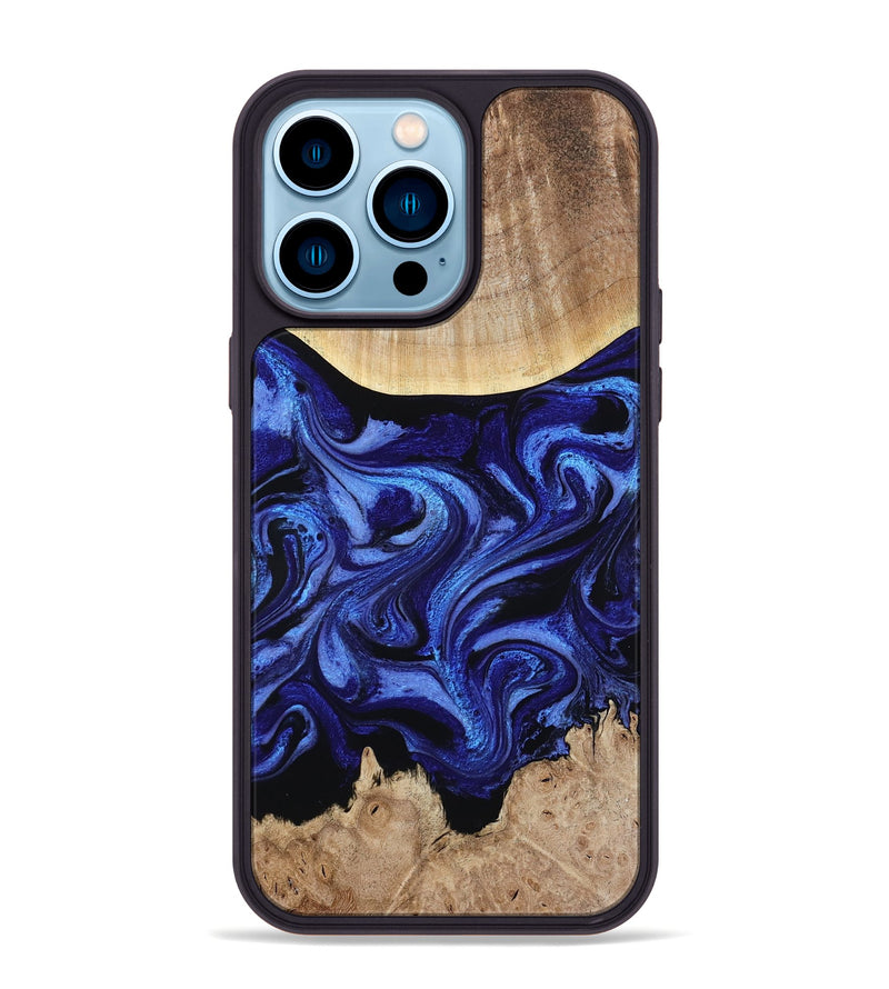 iPhone 14 Pro Max Wood Phone Case - Racheal (Blue, 800369)