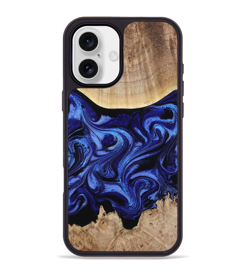 iPhone 16 Plus Wood Phone Case - Racheal (Blue, 800369)