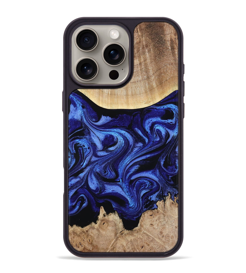 iPhone 16 Pro Max Wood Phone Case - Racheal (Blue, 800369)