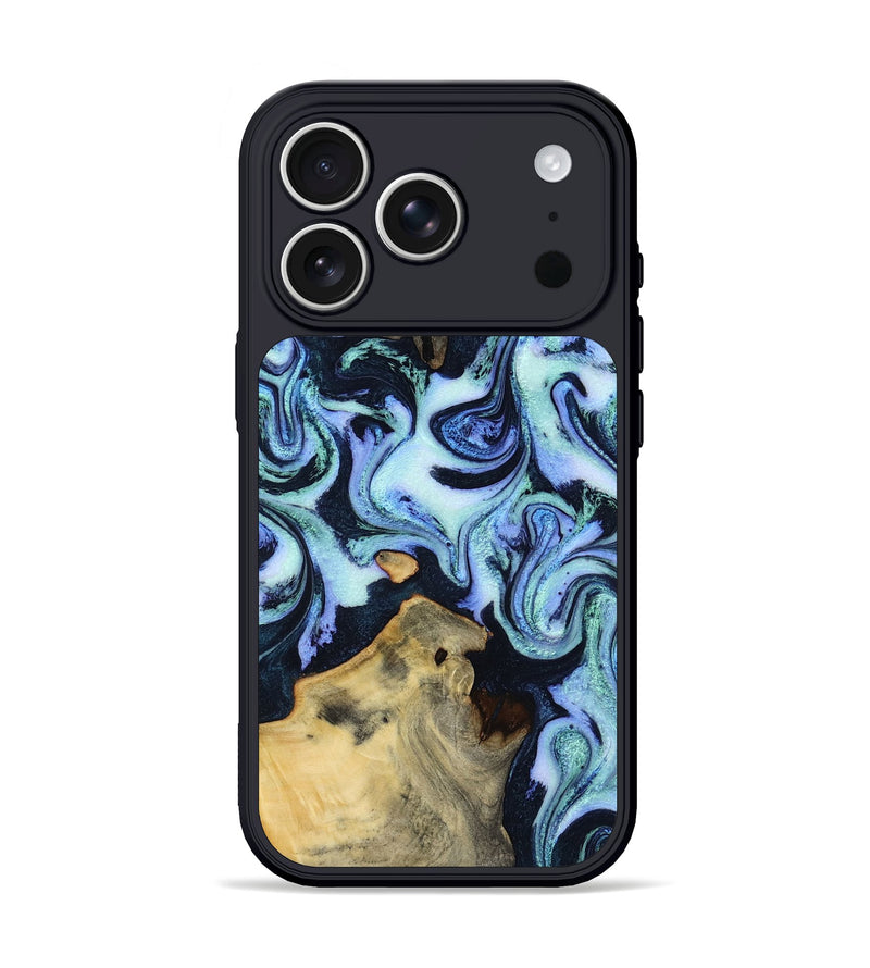 iPhone 17 Pro Wood Phone Case - Myrtie (Blue, 800370)
