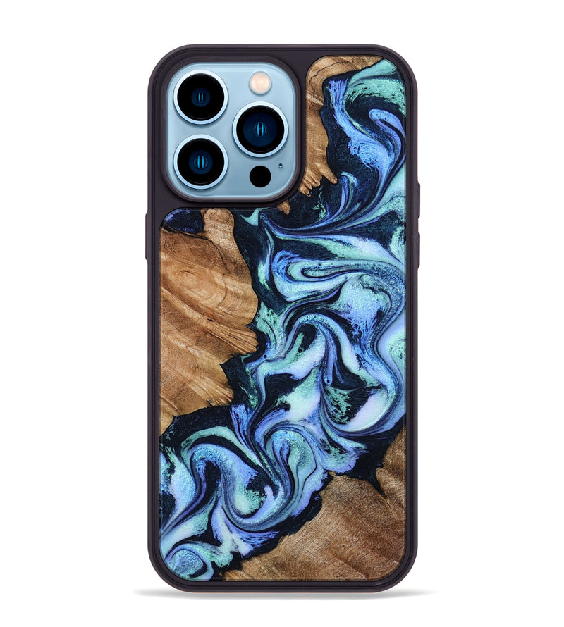 iPhone 14 Pro Max Wood Phone Case - Marilee (Blue, 800374)