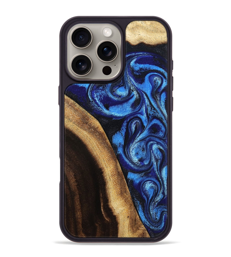 iPhone 16 Pro Max Wood Phone Case - Mylie (Blue, 800377)