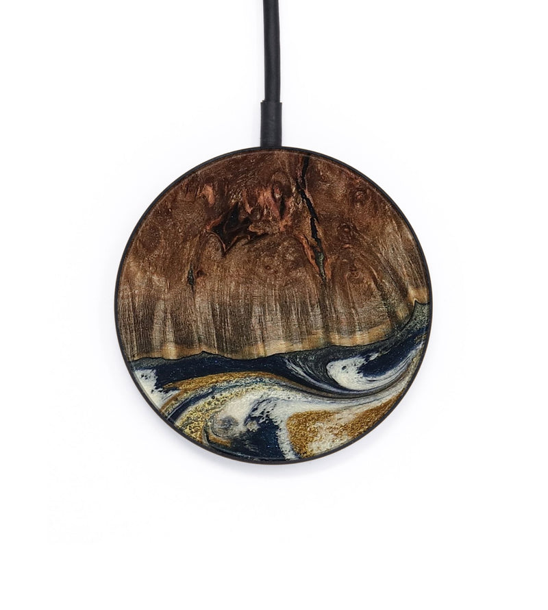 Circle Wood Wireless Charger - Noel (Teal & Gold, 800454)