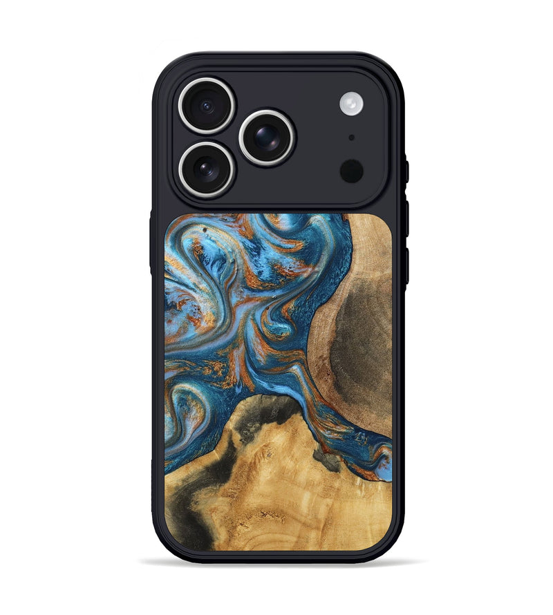 iPhone 17 Pro Wood Phone Case - Miley (Teal & Gold, 800457)