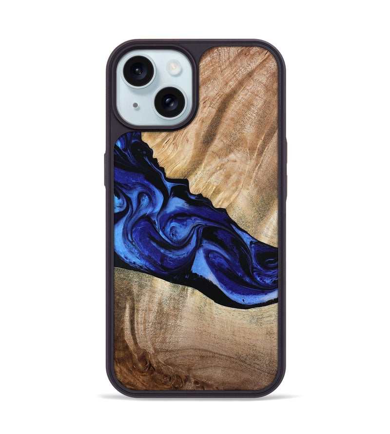 iPhone 15 Wood Phone Case - Lura (Blue, 800647)