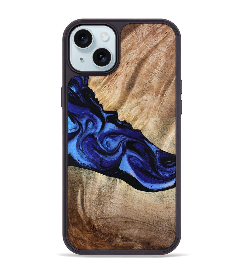 iPhone 15 Plus Wood Phone Case - Lura (Blue, 800647)