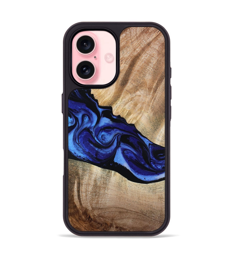 iPhone 16 Wood Phone Case - Lura (Blue, 800647)