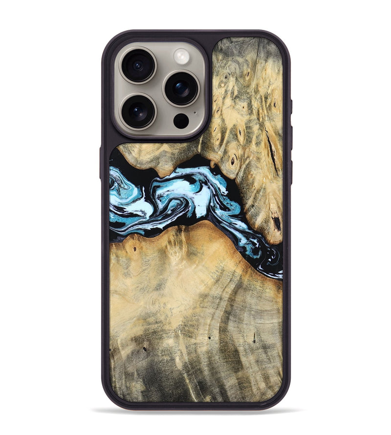 iPhone 15 Pro Max Wood Phone Case - Novah (Blue, 800648)