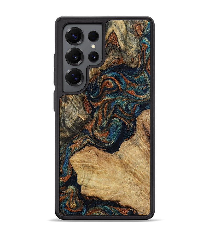 Galaxy S25 Ultra Wood Phone Case - Eli (Teal & Gold, 800677)
