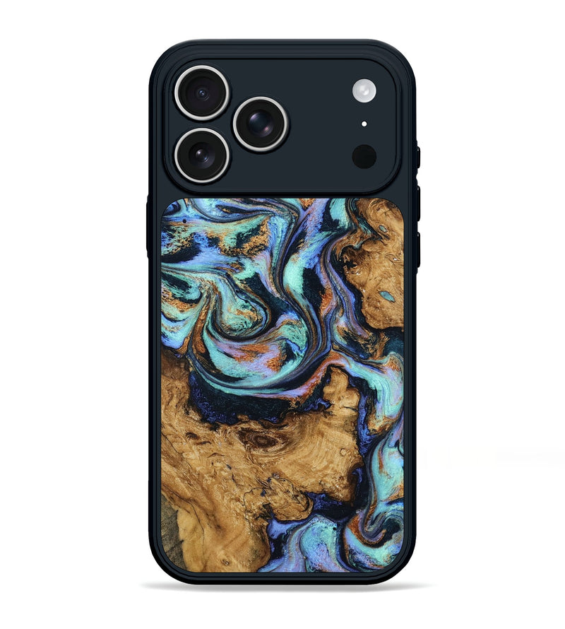 iPhone 17 Pro Max Wood Phone Case - Arjun (Teal & Gold, 800688)