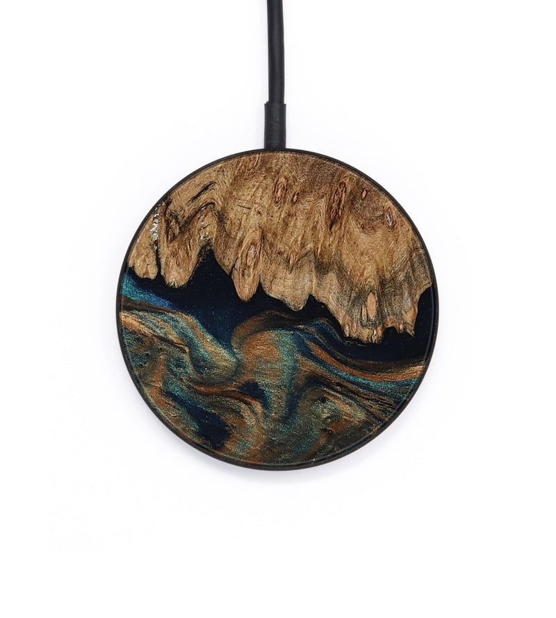 Circle Wood Wireless Charger - Shianne (Teal & Gold, 800689)