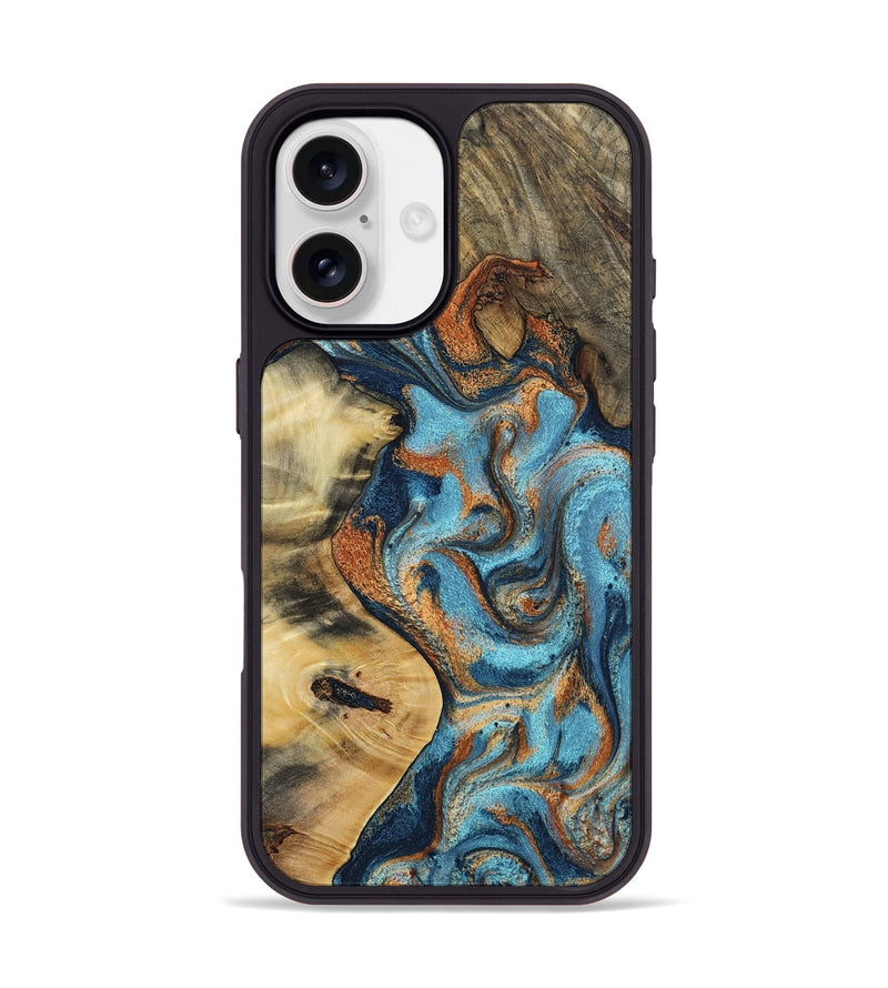 iPhone 17 Wood Phone Case - Windy (Teal & Gold, 800691)