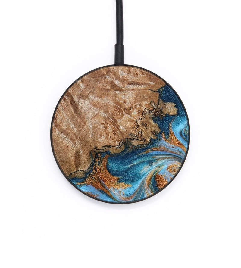 Circle Wood Wireless Charger - Arnold (Teal & Gold, 800694)
