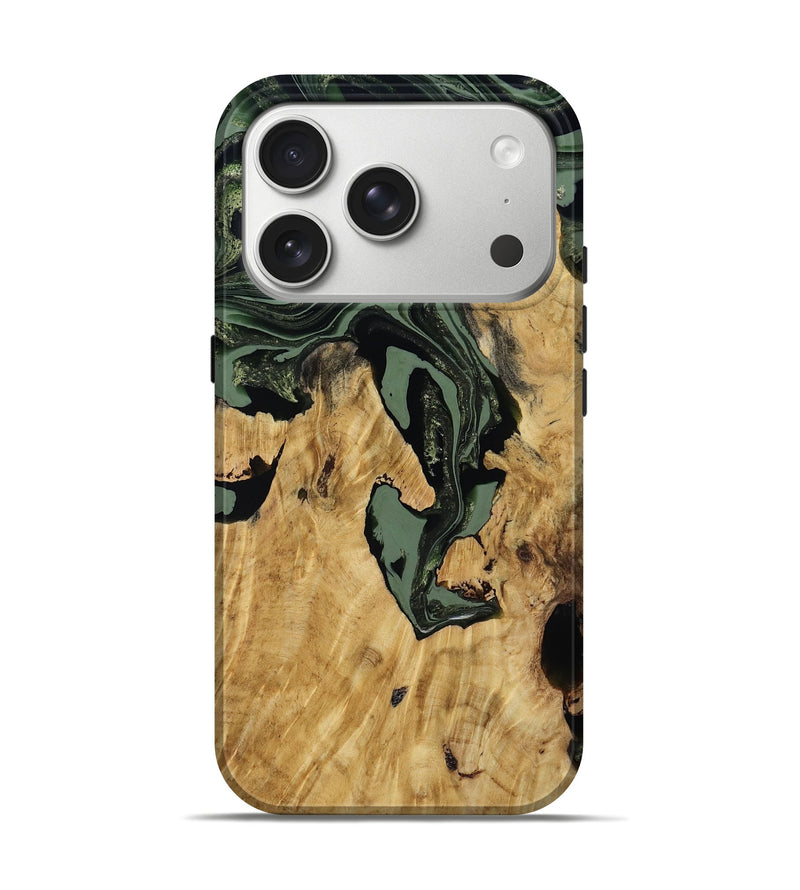iPhone 17 Pro Wood Live Edge Phone Case - Warner (Green, 800700)