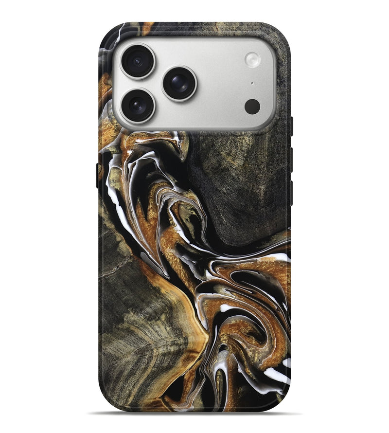 iPhone 17 Pro Max Wood Live Edge Phone Case - Roni (Black & White, 800702)