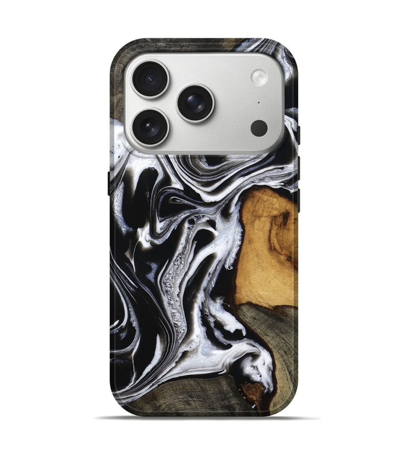 iPhone 17 Pro Wood Live Edge Phone Case - Adley (Black & White, 800707)