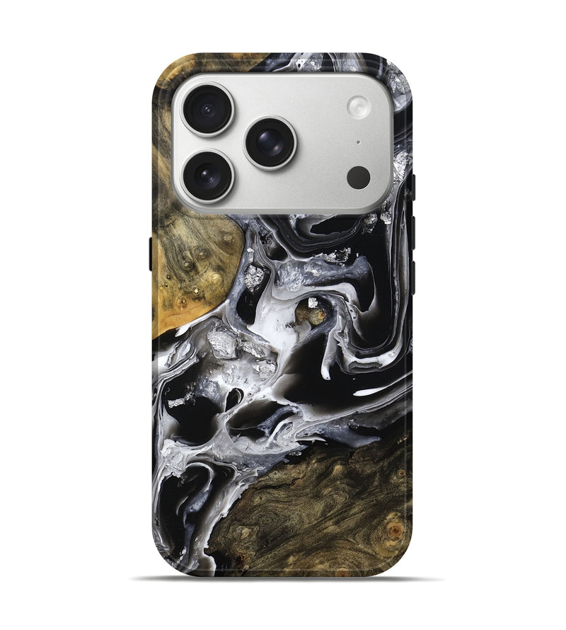 iPhone 17 Pro Wood Live Edge Phone Case - Jewel (Black & White, 800720)