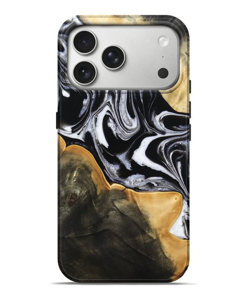 iPhone 17 Pro Max Wood Live Edge Phone Case - Haley (Black & White, 800730)