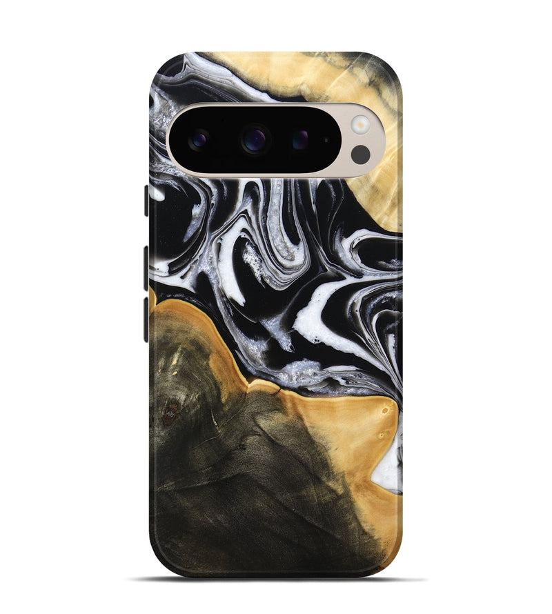 Pixel 9 Wood Live Edge Phone Case - Haley (Black & White, 800730)