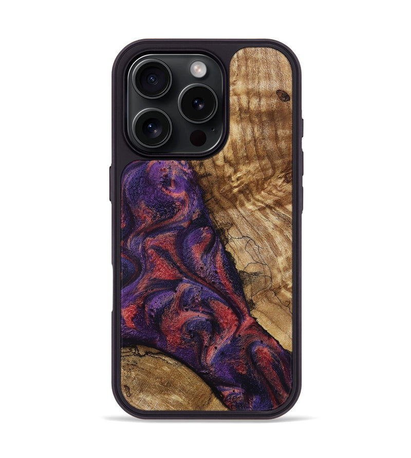 iPhone 16 Pro Wood Phone Case - Rusty (Purple, 800743)