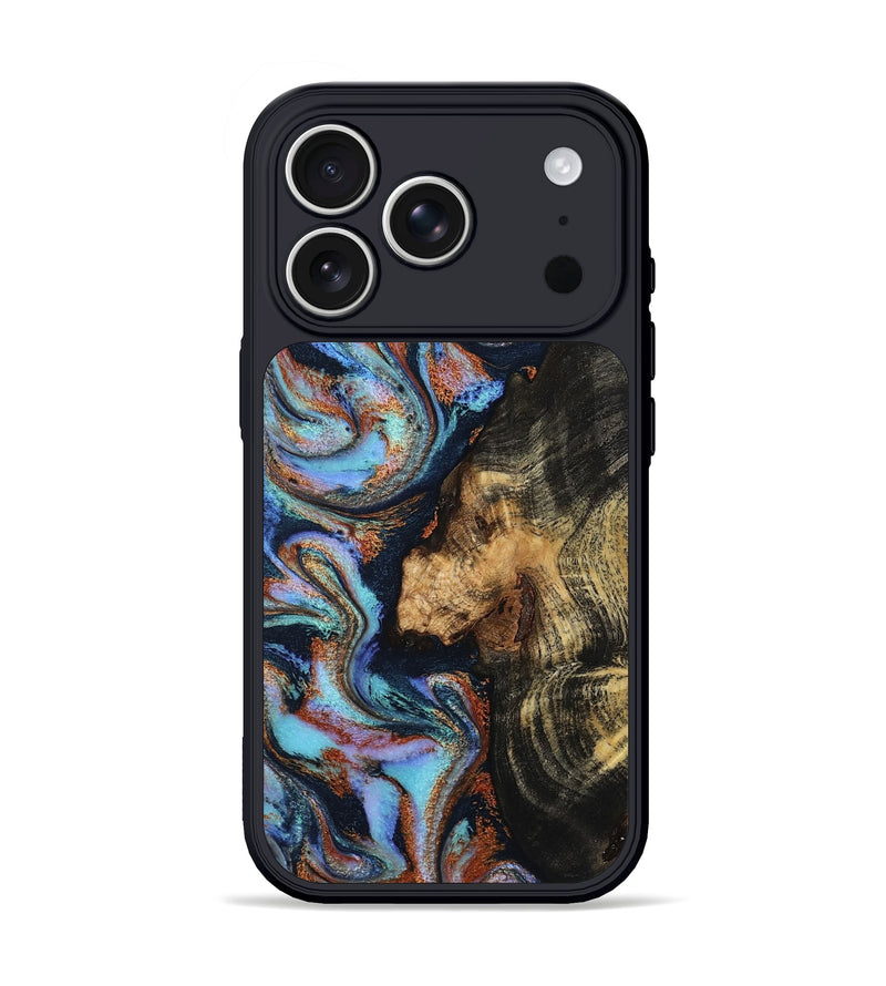 iPhone 17 Pro Wood Phone Case - Loula (Teal & Gold, 800762)