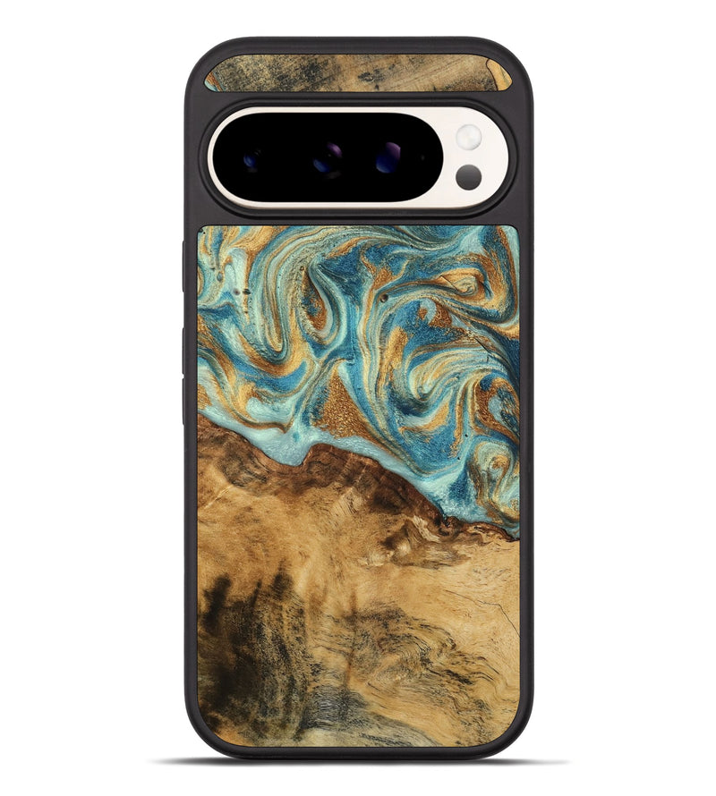 Pixel 10 Pro XL Wood Phone Case - Tonia (Teal & Gold, 800765)