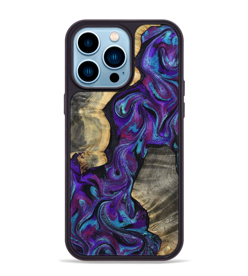 iPhone 14 Pro Max Wood Phone Case - Heidy (Purple, 800776)