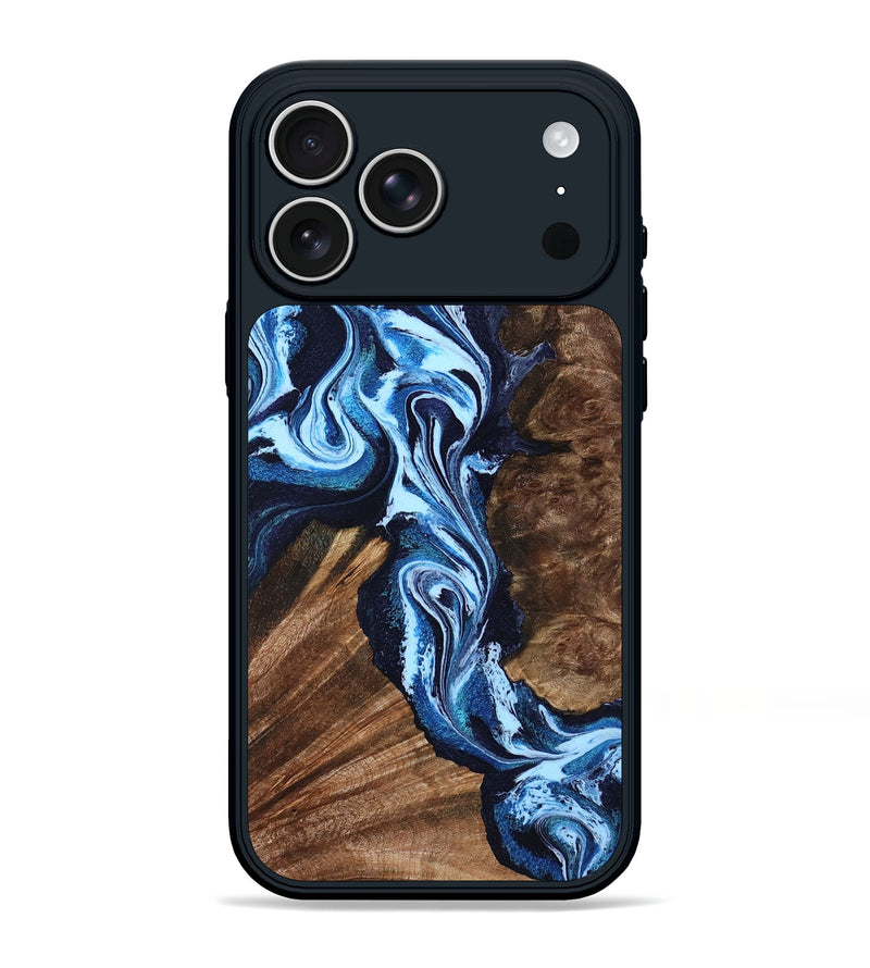 iPhone 17 Pro Max Wood Phone Case - Beatriz (Blue, 800800)