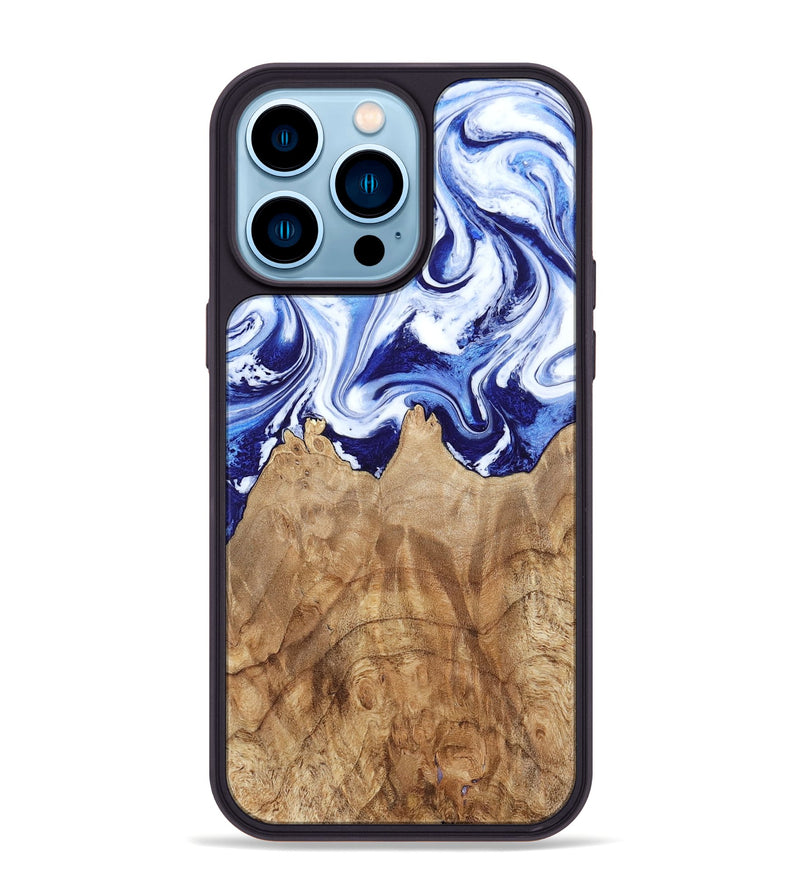 iPhone 14 Pro Max Wood Phone Case - Maybell (Blue, 800805)