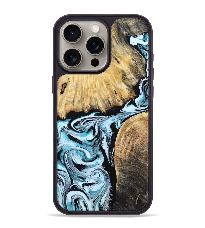 iPhone 16 Pro Max Wood Phone Case - Rick (Blue, 800826)