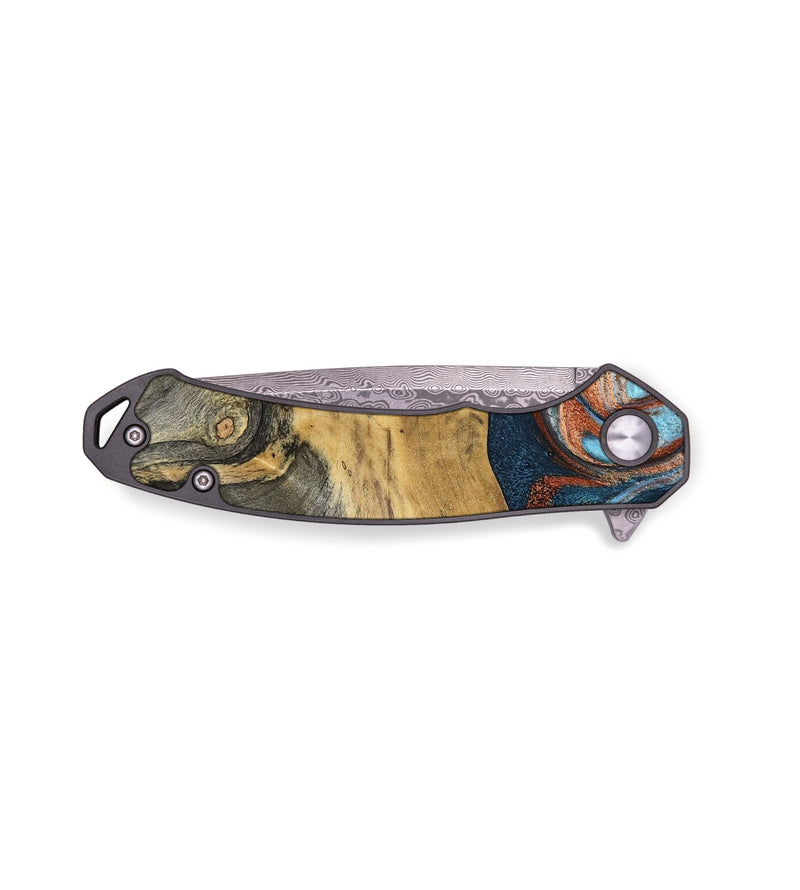EDC Wood Pocket Knife - Yareli (Teal & Gold, 801017)