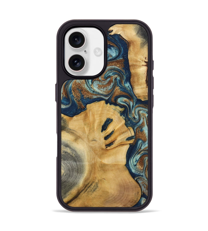 iPhone 17 Wood Phone Case - Gertie (Teal & Gold, 801022)