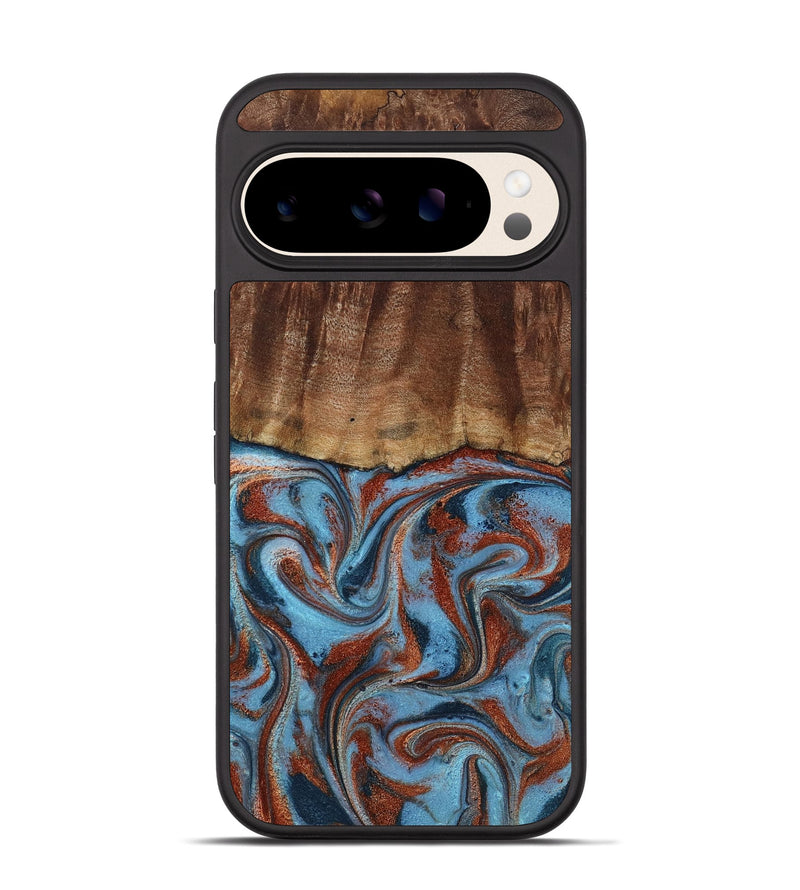 Pixel 10 Pro Wood Phone Case - Gaige (Teal & Gold, 801029)