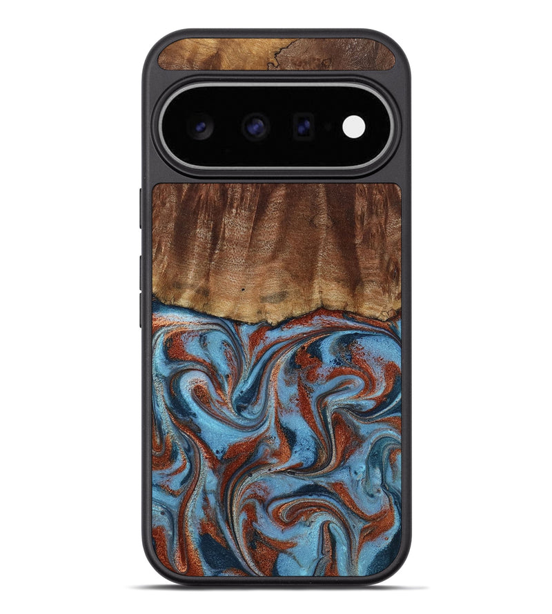 Pixel 11 Pro XL Wood Phone Case - Gaige (Teal & Gold, 801029)