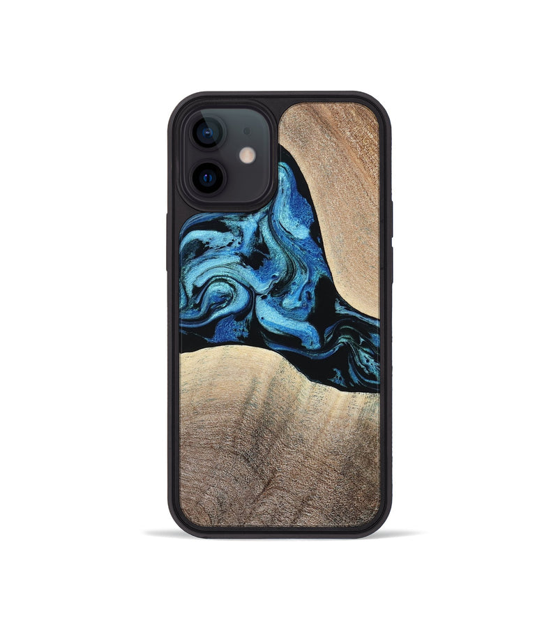 iPhone 12 mini Wood Phone Case - Michel (Blue, 801052)