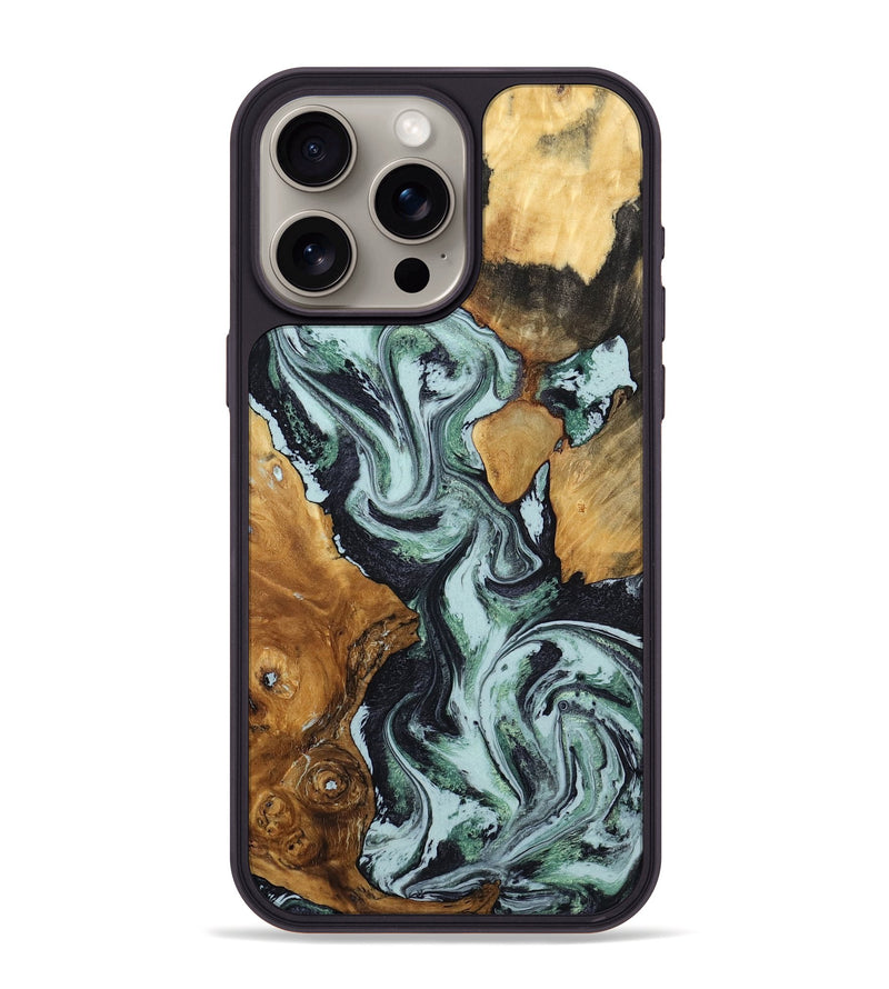 iPhone 15 Pro Max Wood Phone Case - Bria (Green, 801068)
