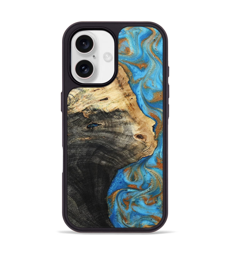 iPhone 17 Wood Phone Case - Alvie (Teal & Gold, 801318)