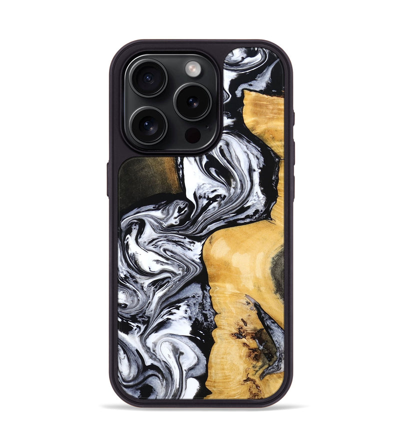 iPhone 15 Pro Wood Phone Case - Felecia (Black & White, 801395)