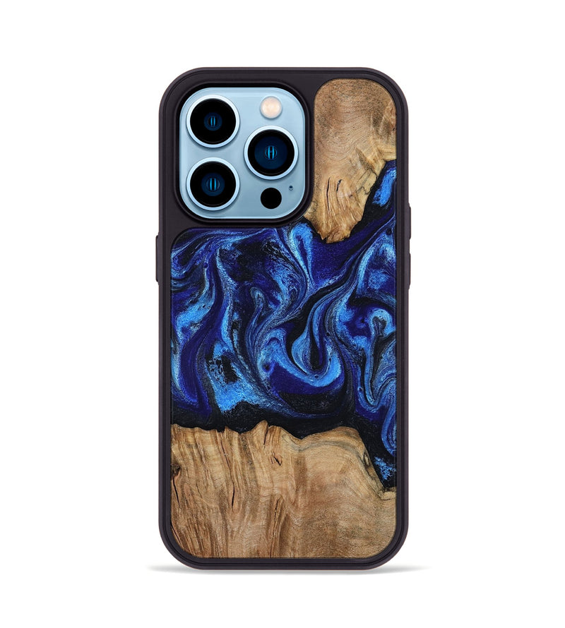 iPhone 14 Pro Wood Phone Case - Elle (Blue, 801414)