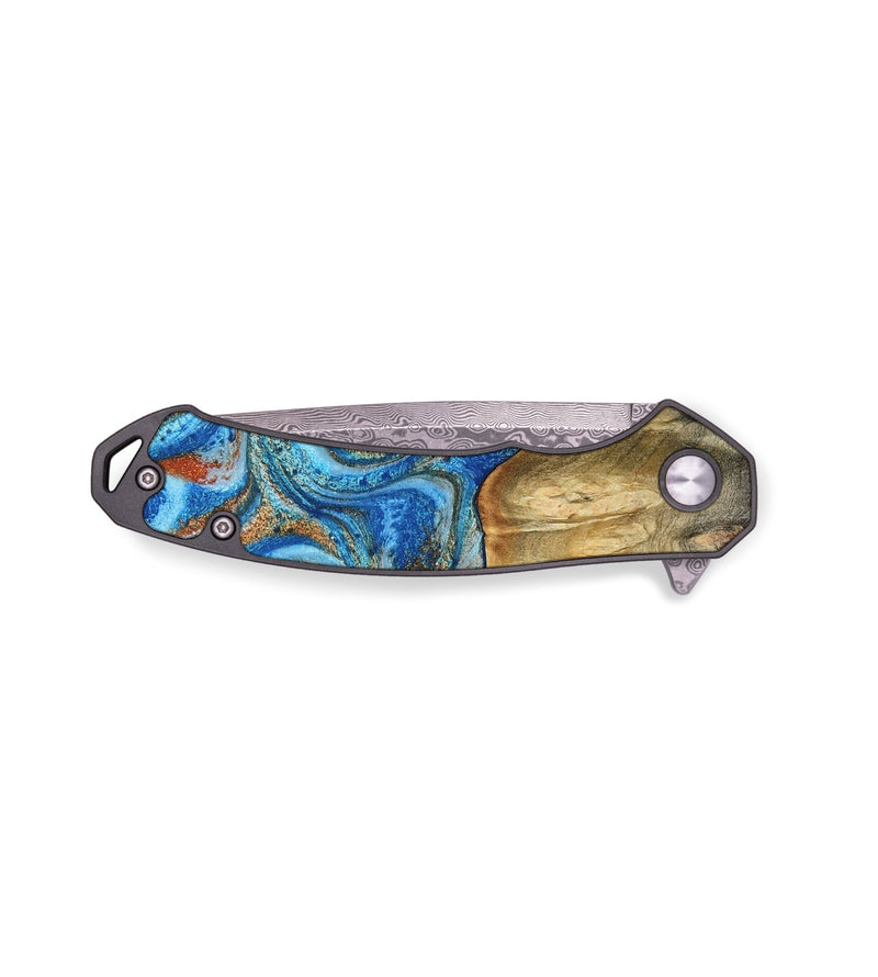 EDC Wood Pocket Knife - Layne (Teal & Gold, 801461)