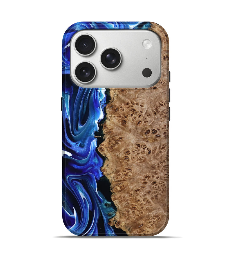 iPhone 17 Pro Wood Live Edge Phone Case - Dayana (Blue, 801469)