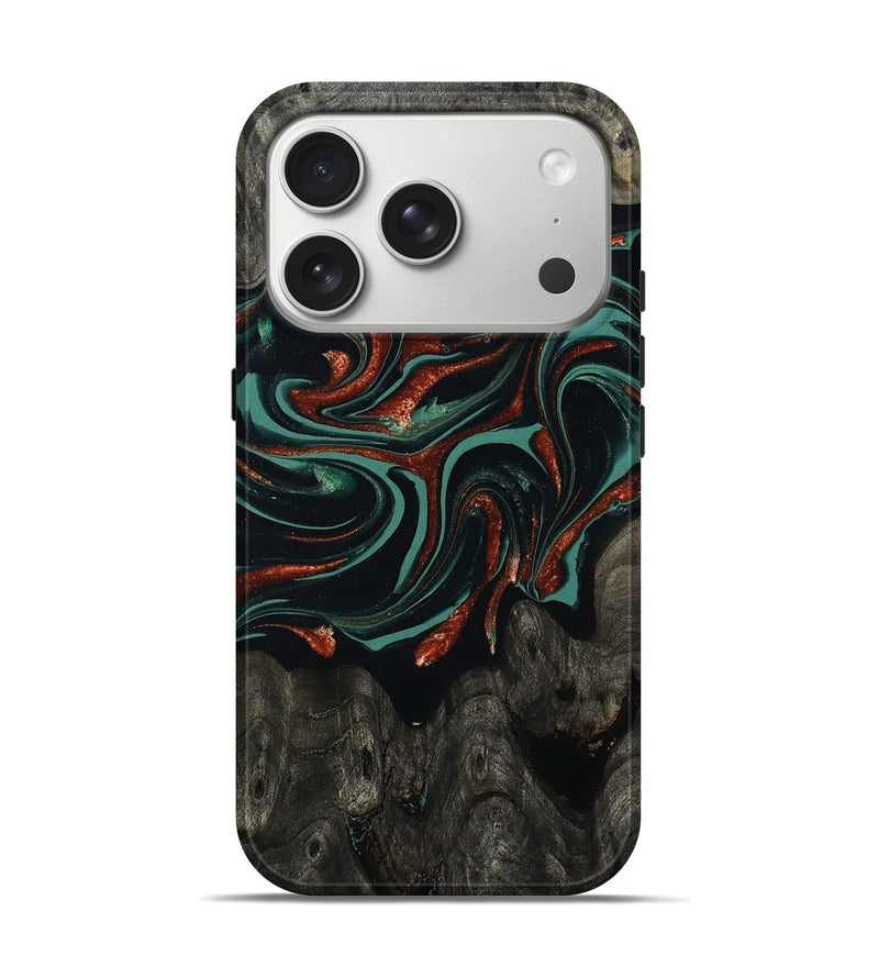 iPhone 17 Pro Wood Live Edge Phone Case - Maya (Green, 801492)