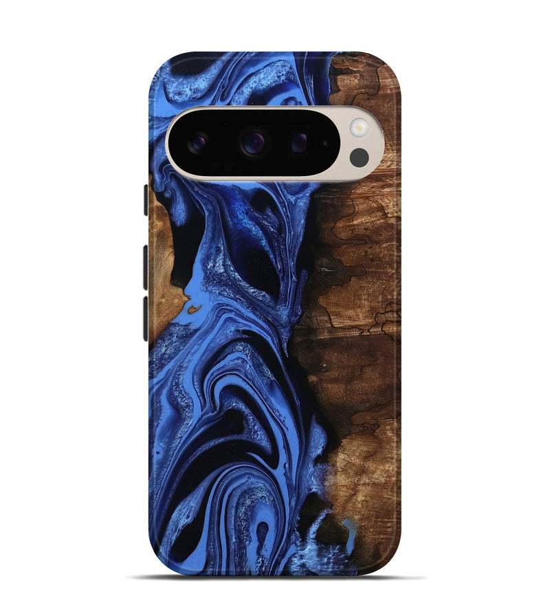 Pixel 10 Pro Wood Live Edge Phone Case - Atticus (Blue, 801493)
