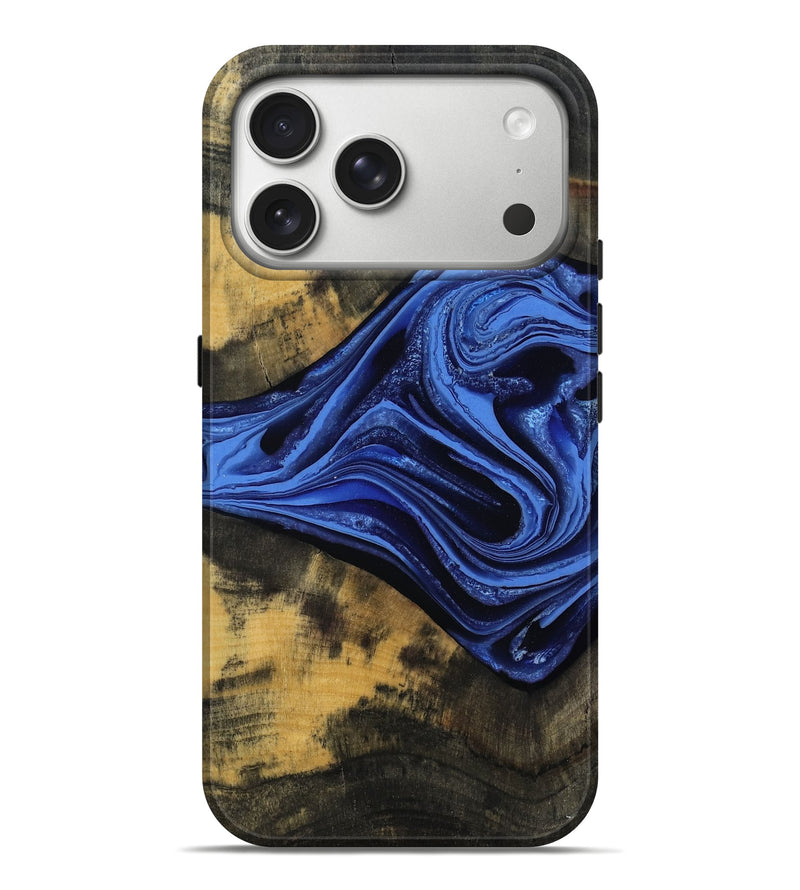 iPhone 17 Pro Max Wood Live Edge Phone Case - Saige (Blue, 801496)
