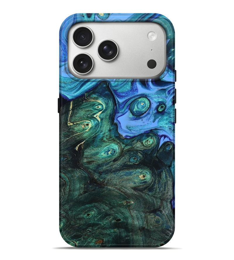 iPhone 17 Pro Max Wood Live Edge Phone Case - Keshia (Blue, 801507)