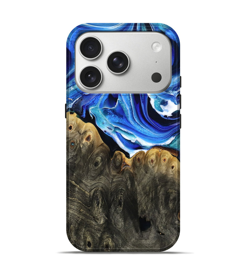 iPhone 17 Pro Wood Live Edge Phone Case - Herman (Blue, 801516)