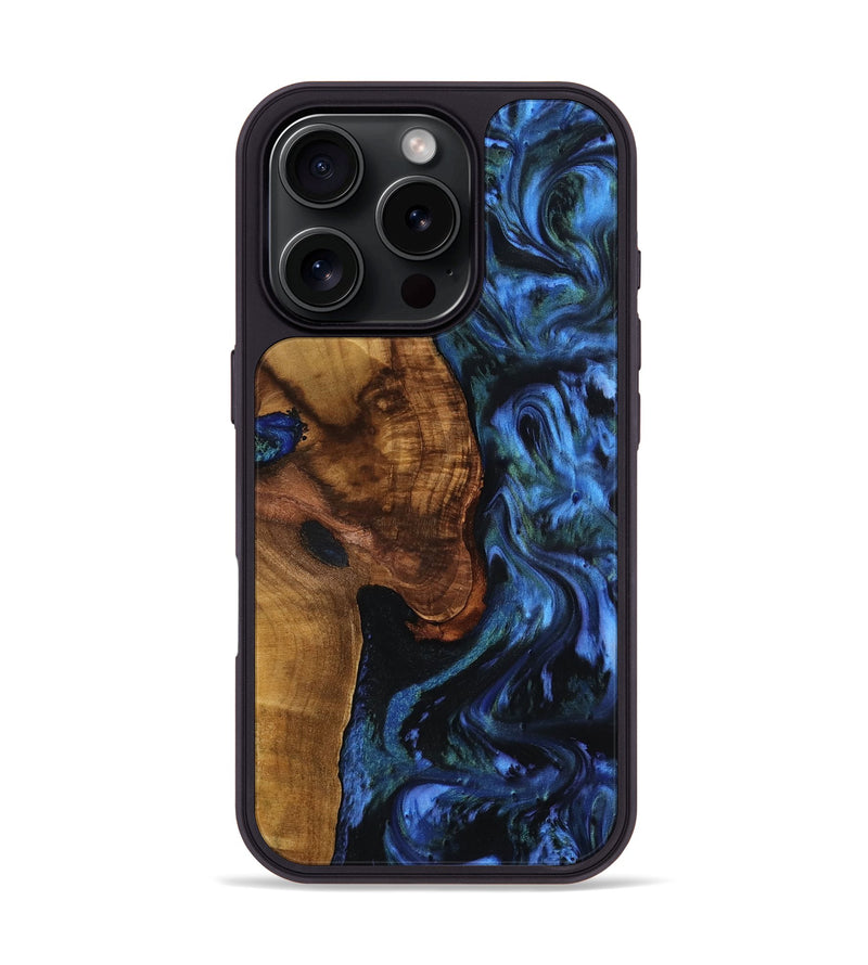 iPhone 16 Pro Wood Phone Case - Heidy (Blue, 801527)