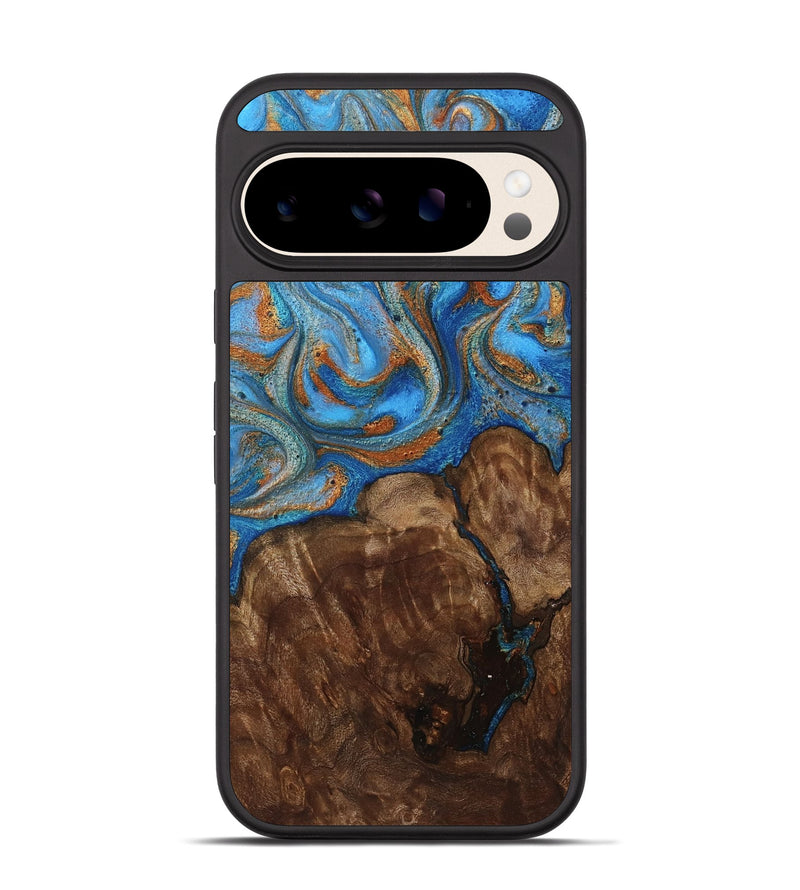 Pixel 10 Pro Wood Phone Case - Gertie (Teal & Gold, 801883)