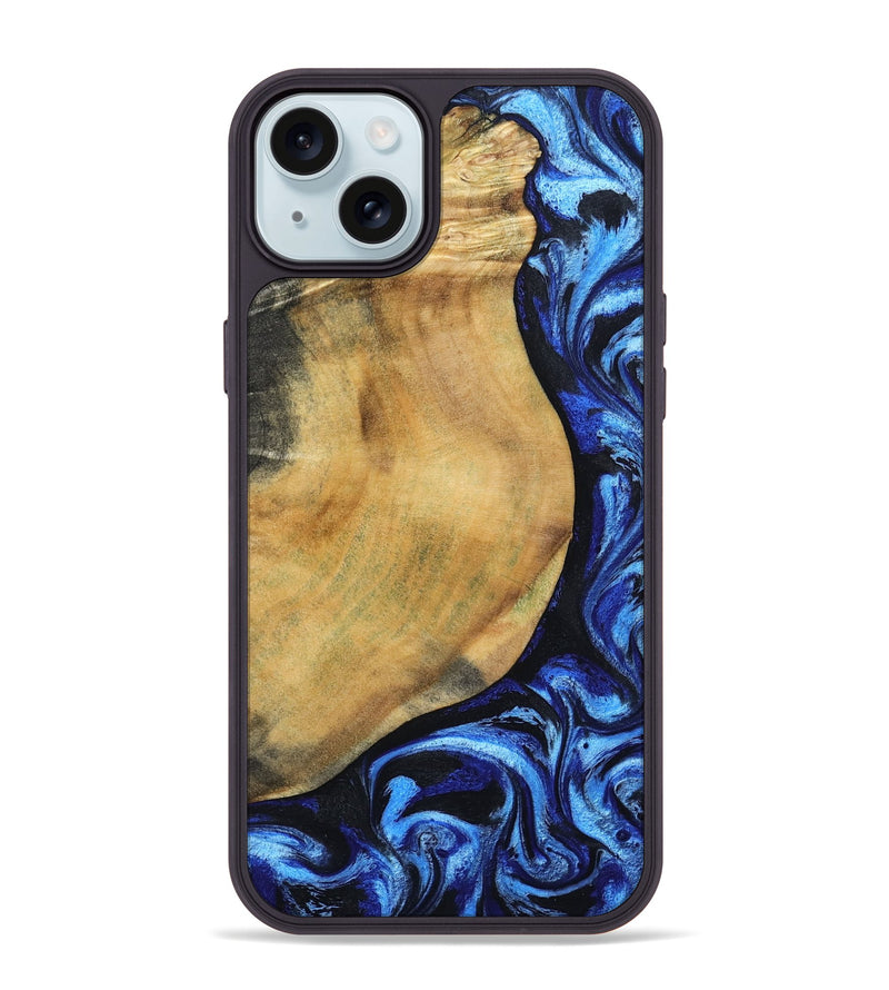iPhone 15 Plus Wood Phone Case - Darcy (Blue, 802317)