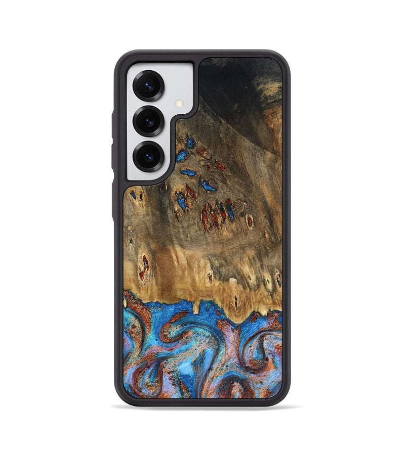 Galaxy S25 Wood Phone Case - Navy (Teal & Gold, 802410)